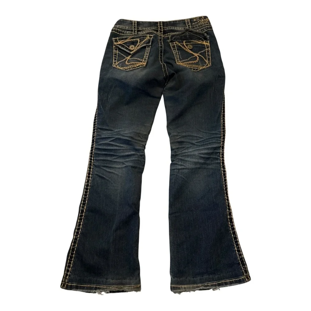 Silver Jeans Suki Surplus Bootcut Dark Wash Denim Jeans Size 30x29 Faded thighs - Picture 10 of 10